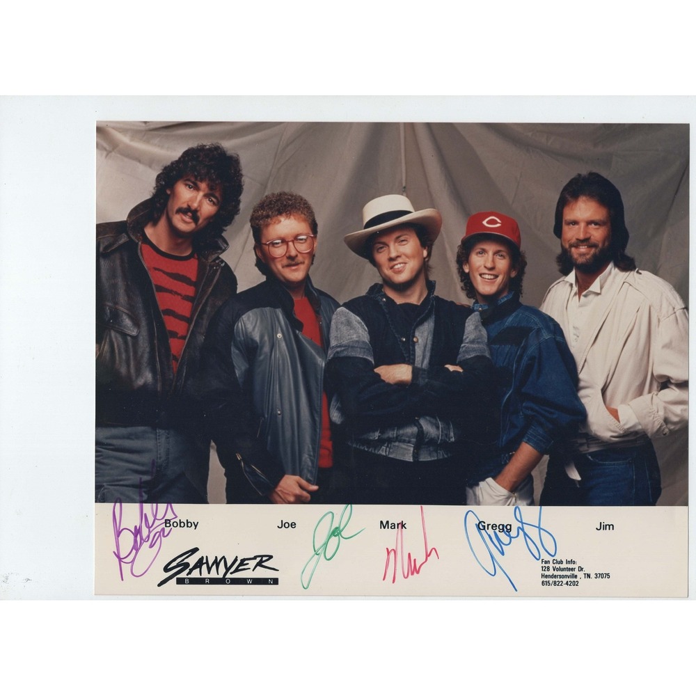 Signed Sawyer Brown Band Vintage 1980s Promotional Press Photo 11.7 x 8.5 VG+